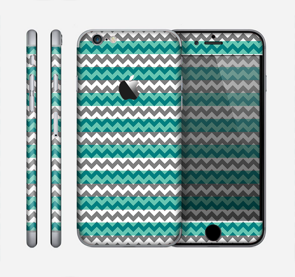 The Vintage Green & White Chevron Pattern V4 Skin for the Apple iPhone 6