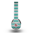 The Vintage Green & White Chevron Pattern V4 Skin for the Beats by Dre Original Solo-Solo HD Headphones