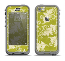 The Vintage Green & White Floral Pattern Apple iPhone 5c LifeProof Nuud Case Skin Set