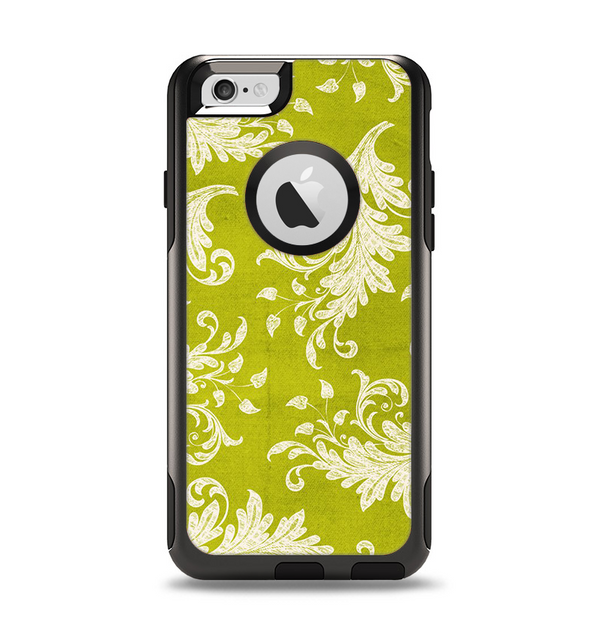 The Vintage Green & White Floral Pattern Apple iPhone 6 Otterbox Commuter Case Skin Set