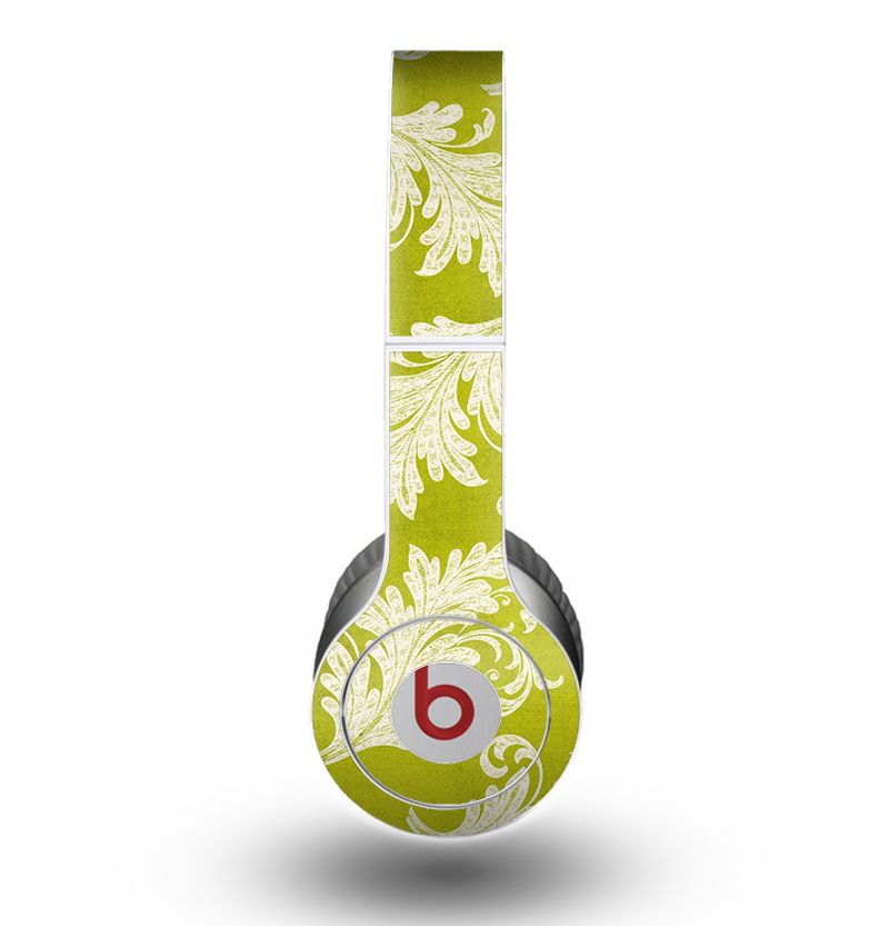 The Vintage Green & White Floral Pattern Skin for the Beats by Dre Original Solo-Solo HD Headphones