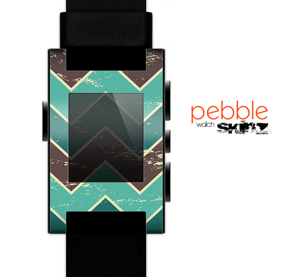 The Vintage Green & Tan Chevron Pattern V2 Skin for the Pebble SmartWatch
