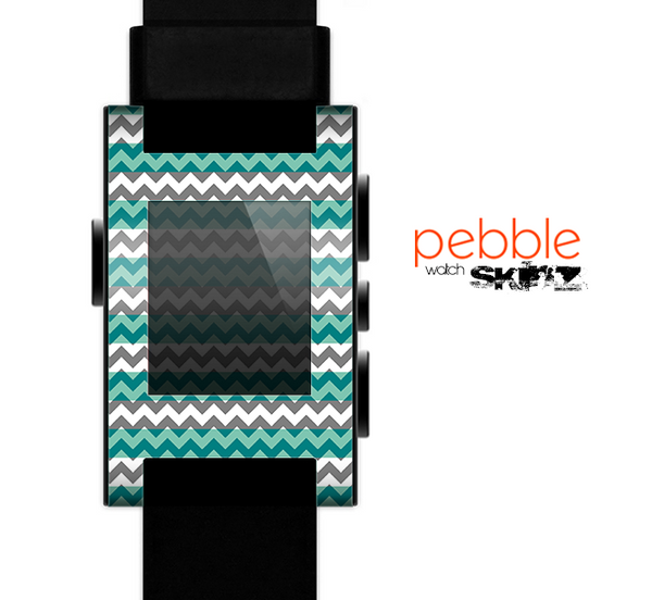 The Vintage Green & White Chevron Pattern V4 Skin for the Pebble SmartWatch