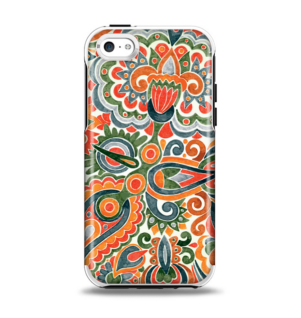 The Vintage Hand-Painted Coral Abstract Pattern Apple iPhone 5c Otterbox Symmetry Case Skin Set