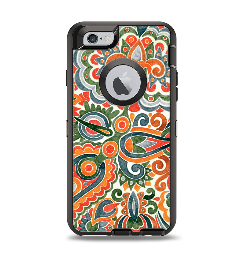 The Vintage Hand-Painted Coral Abstract Pattern Apple iPhone 6 Otterbox Defender Case Skin Set