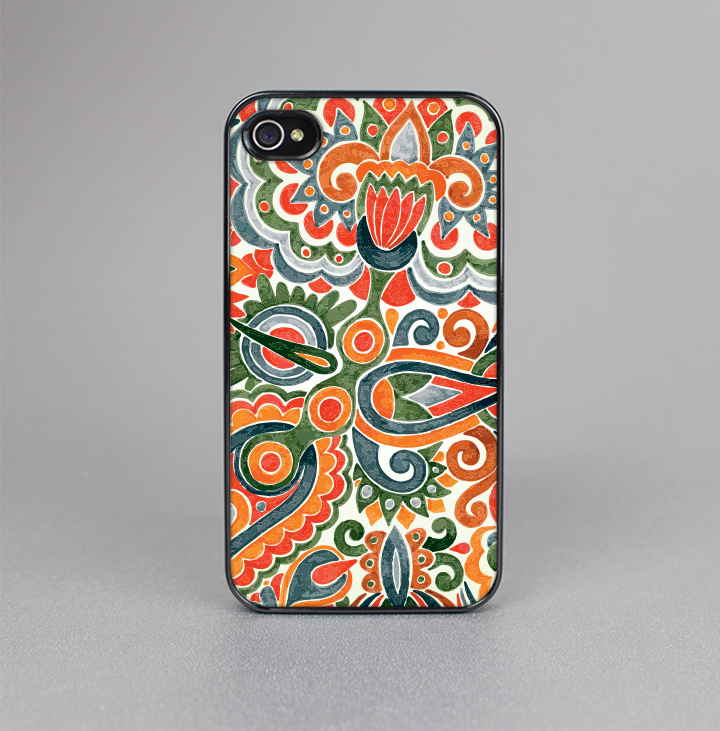 The Vintage Hand-Painted Coral Abstract Pattern Skin-Sert for the Apple iPhone 4-4s Skin-Sert Case