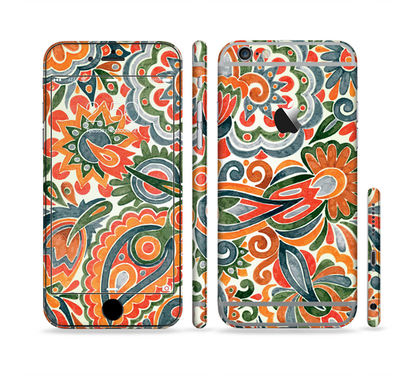 The Vintage Hand-Painted Coral Abstract Pattern Sectioned Skin Series for the Apple iPhone 6