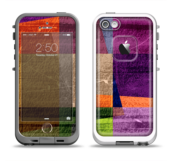 The Vintage Highlighted Panels of Color Apple iPhone 5-5s LifeProof Fre Case Skin Set