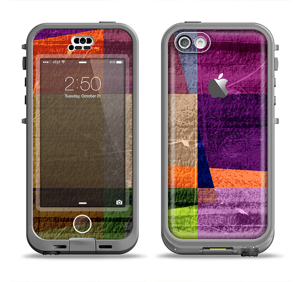 The Vintage Highlighted Panels of Color Apple iPhone 5c LifeProof Nuud Case Skin Set