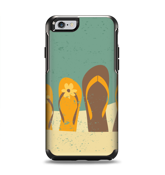 The Vintage His & Her Flip Flops Beach Scene Apple iPhone 6 Otterbox Symmetry Case Skin Set