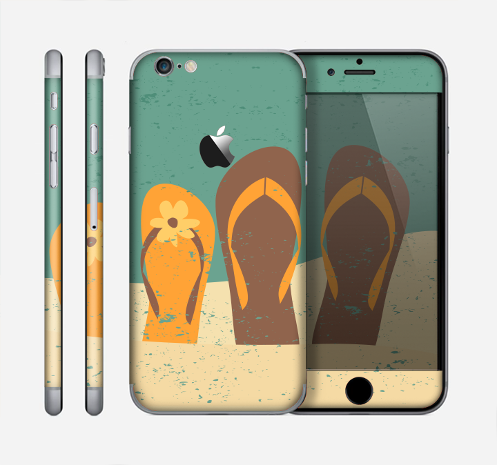 The Vintage His & Her Flip Flops Beach Scene Skin for the Apple iPhone 6