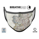 The Vintage Ireland Map  - Made in USA Mouth Cover Unisex Anti-Dust Cotton Blend Reusable & Washable Face Mask with Adjustable Sizing for Adult or Child