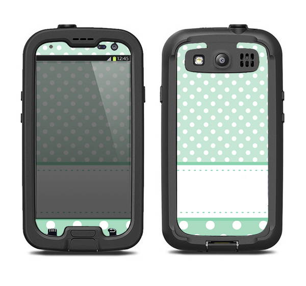 The Vintage Light Green Polka Dot With White Strip Samsung Galaxy S3 LifeProof Fre Case Skin Set