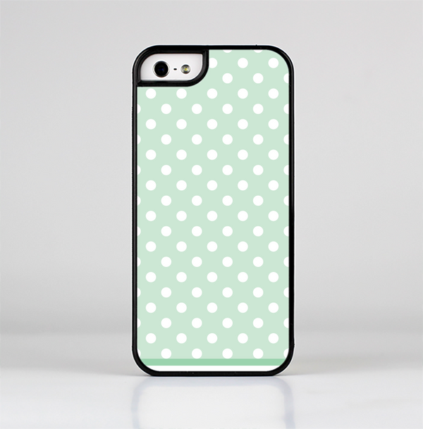 The Vintage Light Green Polka Dot With White Strip Skin-Sert Case for the Apple iPhone 5/5s