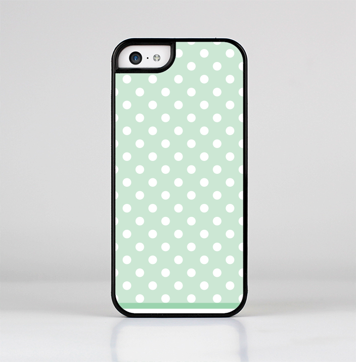 The Vintage Light Green Polka Dot With White Strip Skin-Sert Case for the Apple iPhone 5c