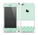The Vintage Light Green Polka Dot With White Strip Skin Set for the Apple iPhone 5