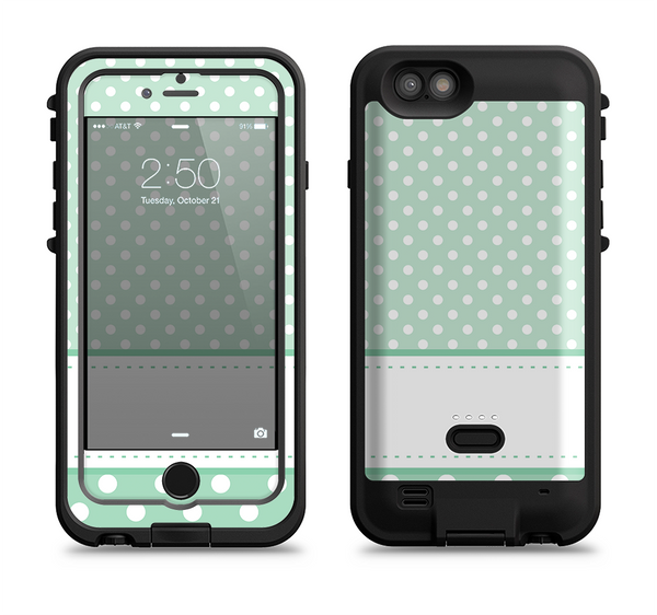 The Vintage Light Green Polka Dot With White Strip copy Apple iPhone 6/6s LifeProof Fre POWER Case Skin Set