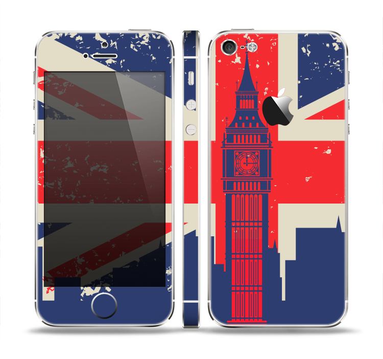 The Vintage London England Flag Skin Set for the Apple iPhone 5