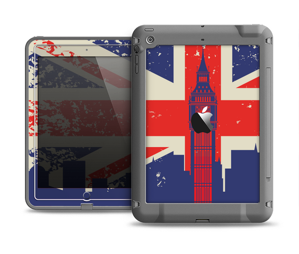 The Vintage London England Flag Apple iPad Air LifeProof Fre Case Skin Set