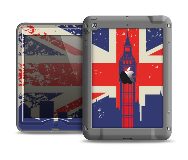 The Vintage London England Flag Apple iPad Mini LifeProof Nuud Case Skin Set