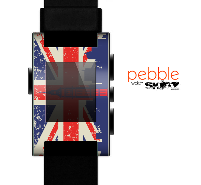 The Vintage London England Flag Skin for the Pebble SmartWatch