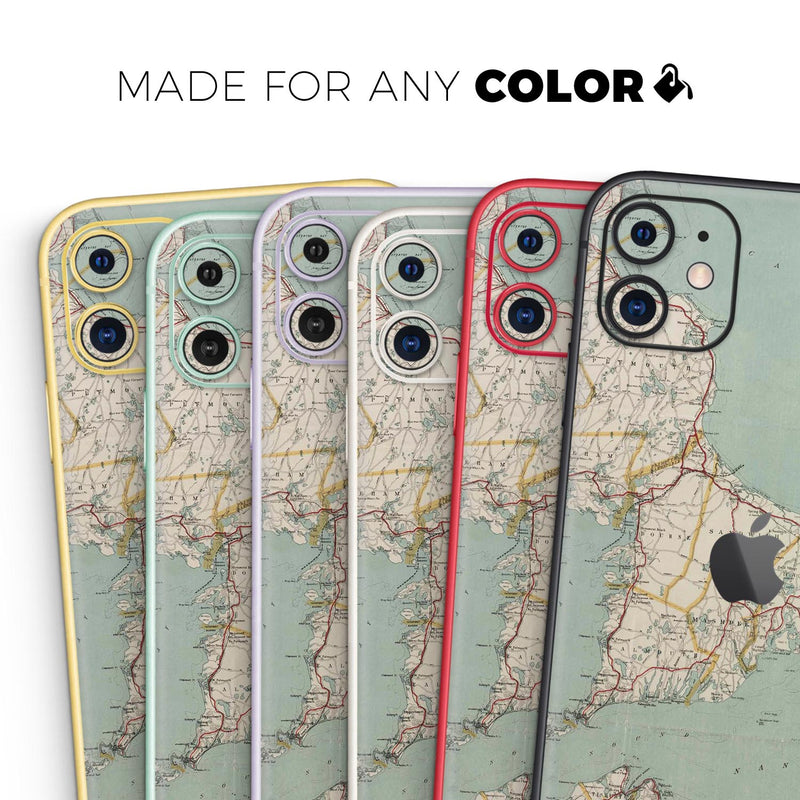 The Vintage Map of Cape Cod  // Skin-Kit compatible with the Apple iPhone 14, 13, 12, 12 Pro Max, 12 Mini, 11 Pro, SE, X/XS + (All iPhones Available)