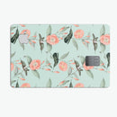 The Vintage Mint Floral Hummingbird  - Premium Protective Decal Skin-Kit for the Apple Credit Card