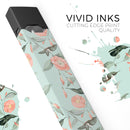 The Vintage Mint Floral Hummingbird  - Premium Decal Protective Skin-Wrap Sticker compatible with the Juul Labs vaping device