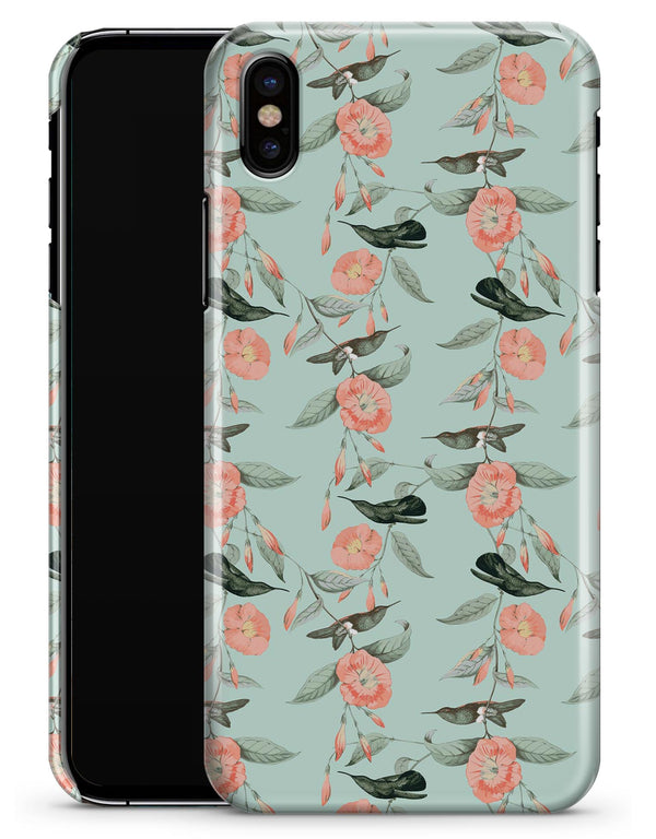 The Vintage Mint Floral Hummingbird  - iPhone X Clipit Case