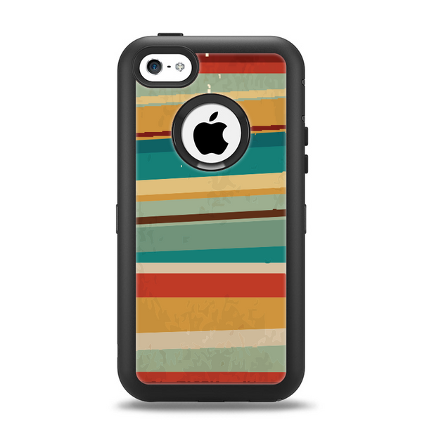 The Vintage Orange Slanted Stripes Apple iPhone 5c Otterbox Defender Case Skin Set