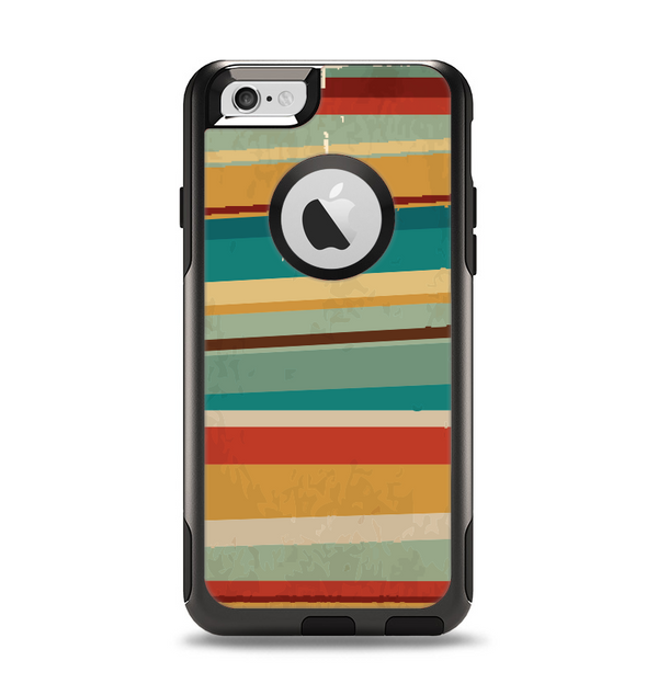The Vintage Orange Slanted Stripes Apple iPhone 6 Otterbox Commuter Case Skin Set