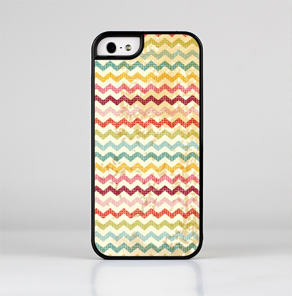 The Vintage Orange and Multi-Color Chevron Pattern V4 Skin-Sert Case for the Apple iPhone 5/5s