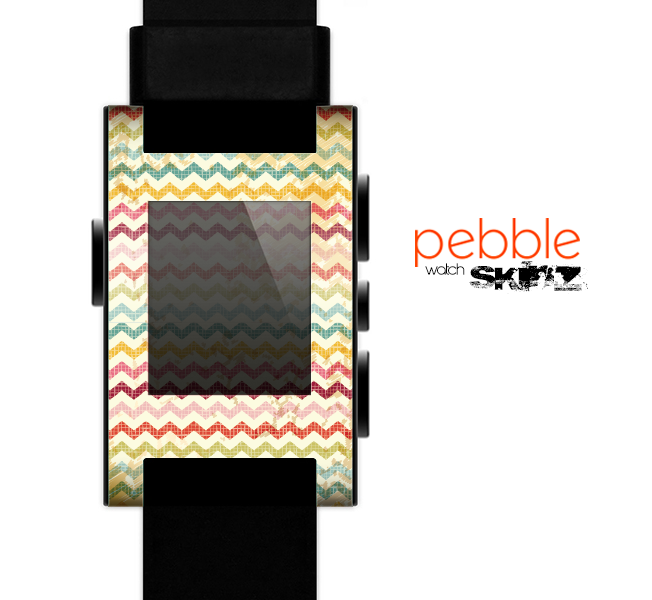 The Vintage Orange and Multi-Color Chevron Pattern V4 Skin for the Pebble SmartWatch