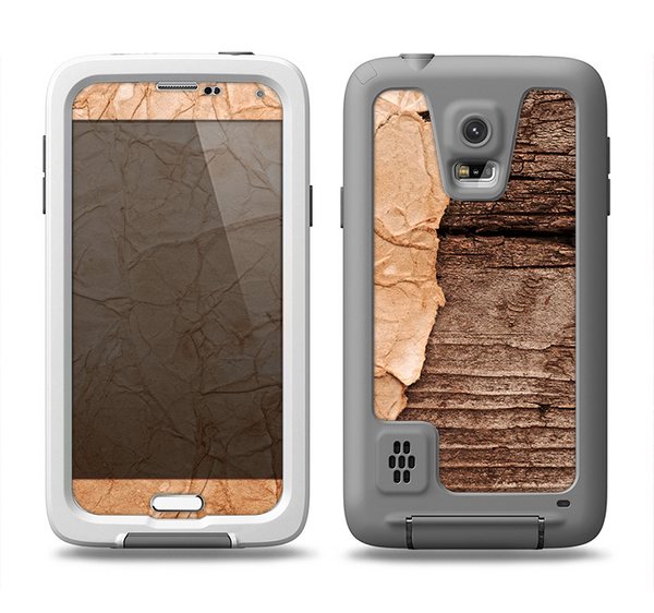 The Vintage Paper-Wrapped Wood Planks Samsung Galaxy S5 LifeProof Fre Case Skin Set