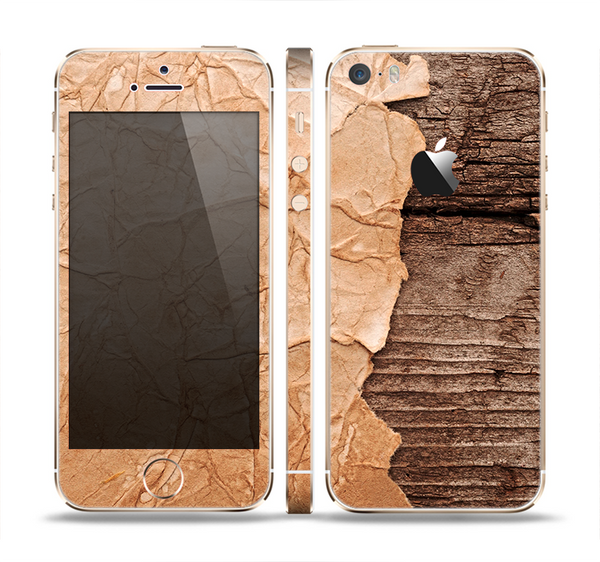 The Vintage Paper-Wrapped Wood Planks Skin Set for the Apple iPhone 5s