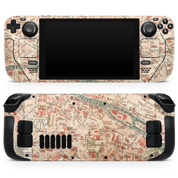 The Vintage Paris Overview Map // Full Body Skin Decal Wrap Kit for the Steam Deck handheld gaming computer