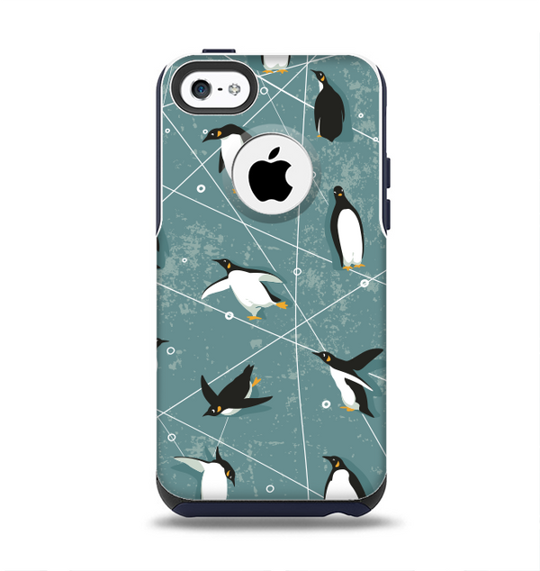 The Vintage Penguin Blue Collage Apple iPhone 5c Otterbox Commuter Case Skin Set