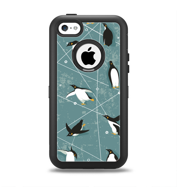The Vintage Penguin Blue Collage Apple iPhone 5c Otterbox Defender Case Skin Set
