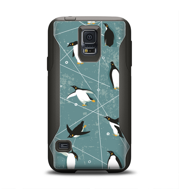 The Vintage Penguin Blue Collage Samsung Galaxy S5 Otterbox Commuter Case Skin Set
