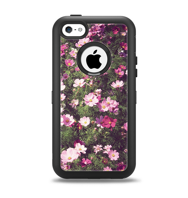 The Vintage Pink Floral Field Apple iPhone 5c Otterbox Defender Case Skin Set