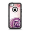 The Vintage Purple Curves with Floral Design Apple iPhone 5c Otterbox Defender Case Skin Set