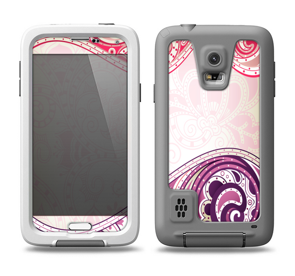 The Vintage Purple Curves with Floral Design Samsung Galaxy S5 LifeProof Fre Case Skin Set