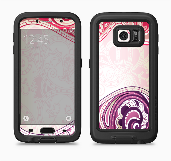 The Vintage Purple Curves with Floral Design Full Body Samsung Galaxy S6 LifeProof Fre Case Skin Kit