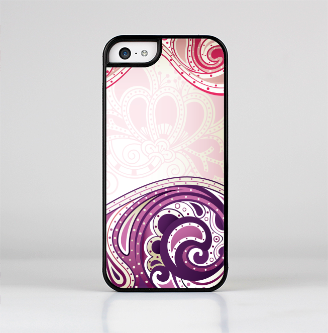 The Vintage Purple Curves with Floral Design Skin-Sert Case for the Apple iPhone 5c