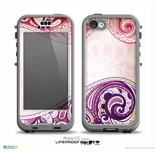 The Vintage Purple Curves with Floral Design Skin for the iPhone 5c nüüd LifeProof Case