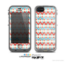 The Vintage Red & Blue Chevron Pattern Skin for the Apple iPhone 5c LifeProof Case