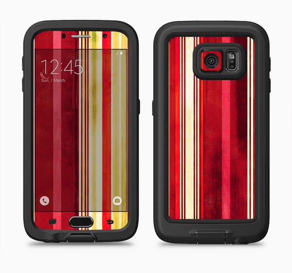 The Vintage Red & Yellow Grunge Striped Full Body Samsung Galaxy S6 LifeProof Fre Case Skin Kit