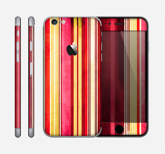 The Vintage Red & Yellow Grunge Striped Skin for the Apple iPhone 6