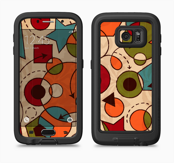 The Vintage Red and Tan Abstarct Shapes Full Body Samsung Galaxy S6 LifeProof Fre Case Skin Kit
