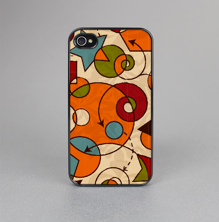 The Vintage Red and Tan Abstarct Shapes Skin-Sert for the Apple iPhone 4-4s Skin-Sert Case